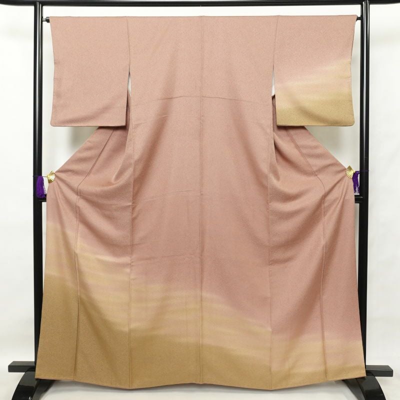 付け下げ 鮫小紋 正絹 その他の柄 袷仕立て 小豆・エンジ_画像1