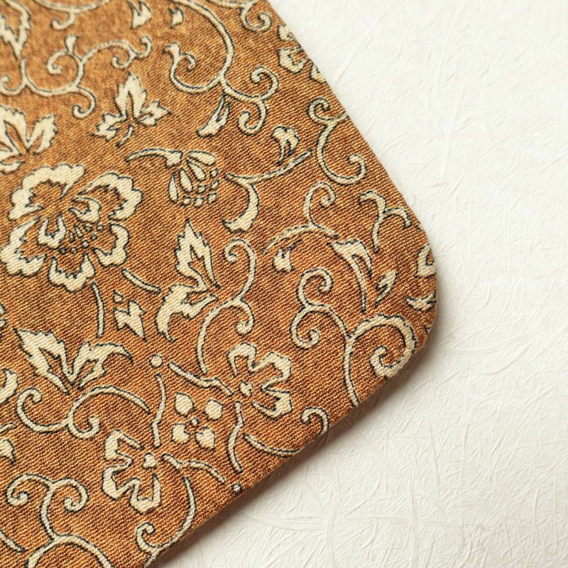 小紋 縮緬 総柄 正絹 木の葉・植物柄 袷仕立て 黄・黄土色_画像18