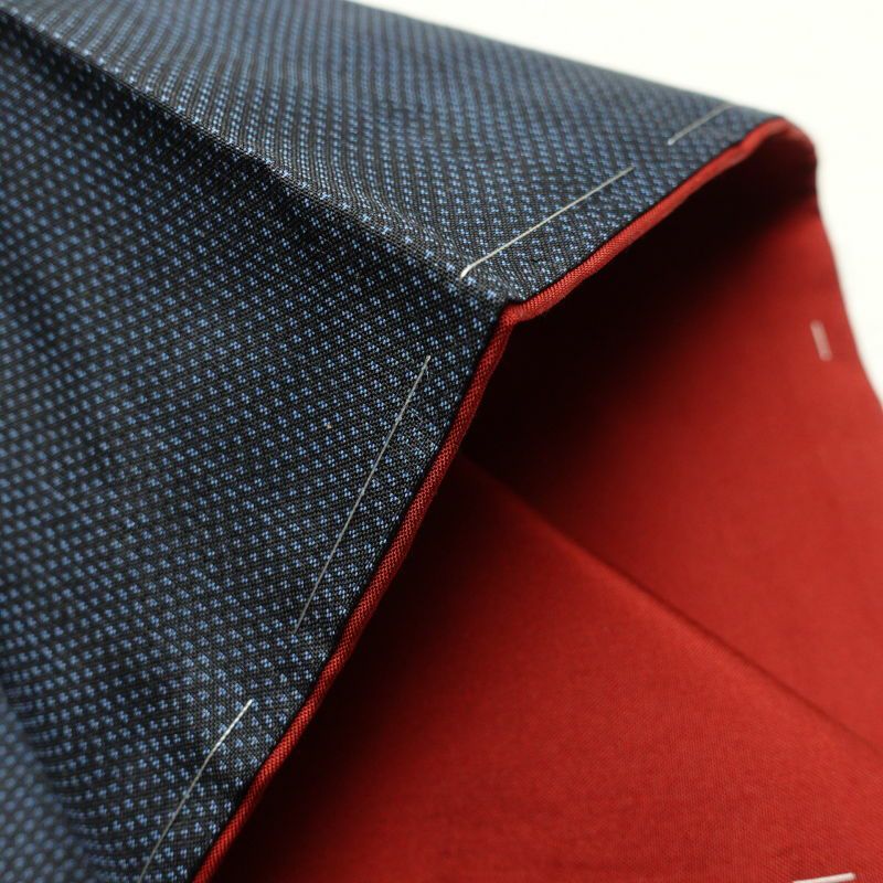 紬 良品 しつけ糸付き 正絹 古典柄 袷仕立て 青・紺_画像17