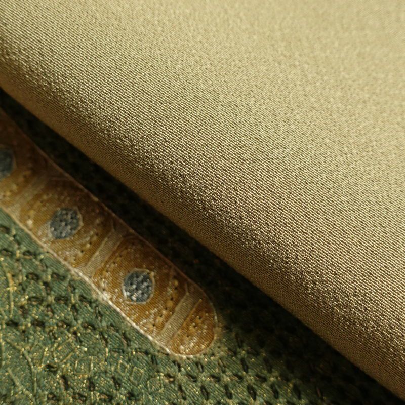 訪問着 蘇州刺繍 証紙あり スワトウ刺繍 箔 共八掛 刺繍 良品 正絹 古典柄 袷仕立て 黄・黄土色_画像33