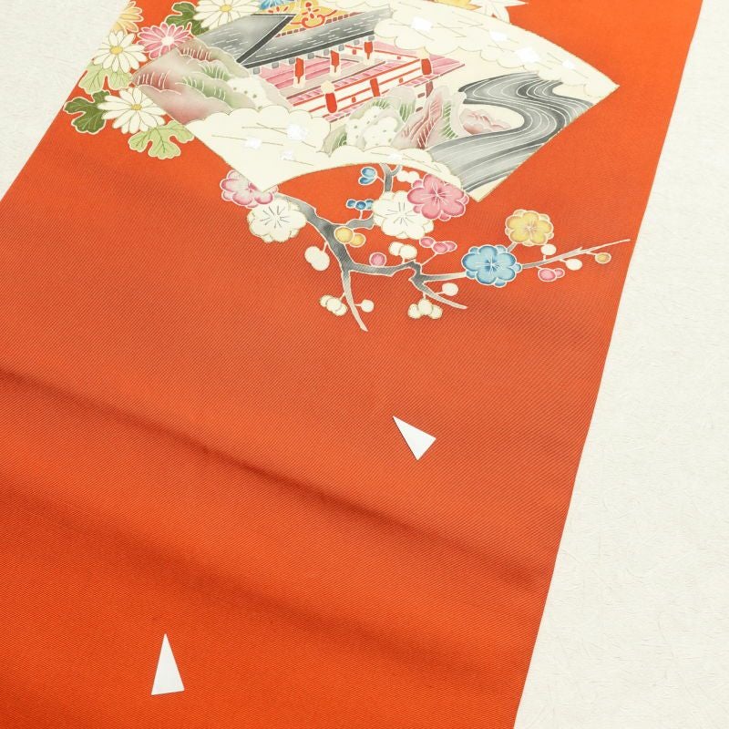 名古屋帯 塩瀬染 太鼓柄 正絹 古典柄 名古屋仕立て 橙_画像11