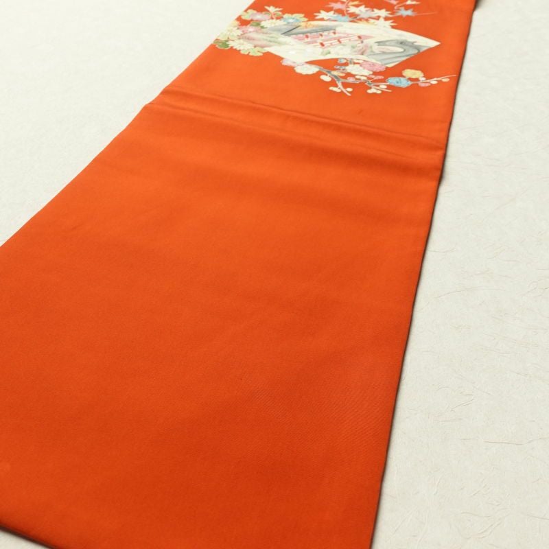 名古屋帯 塩瀬染 太鼓柄 正絹 古典柄 名古屋仕立て 橙_画像17