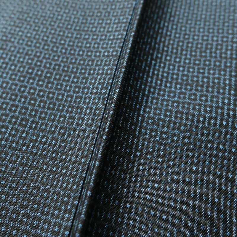 男性用 大島紬 着物 美品 証紙あり しつけ糸付き 正絹 亀甲柄 袷仕立て 青・紺_画像9