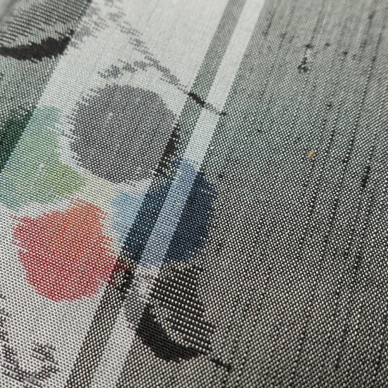 紬 良品 正絹 幾何学柄・抽象柄 袷仕立て グレー_画像7