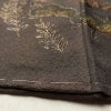付け下げ 良品 スワトウ刺繍 一つ紋付き しつけ糸付き 正絹 木の葉・植物柄 袷仕立て 茶_画像12