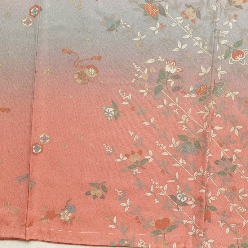 小紋 良品 しつけ糸付き 正絹 金彩 古典柄 袷仕立て ピンク_画像14