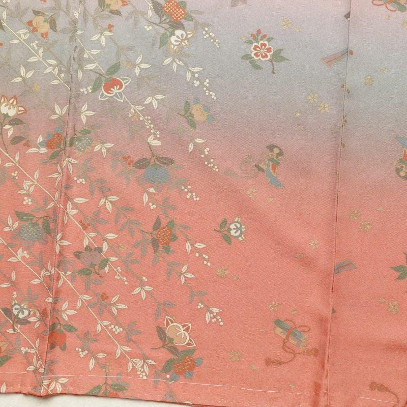 小紋 良品 しつけ糸付き 正絹 金彩 古典柄 袷仕立て ピンク_画像15