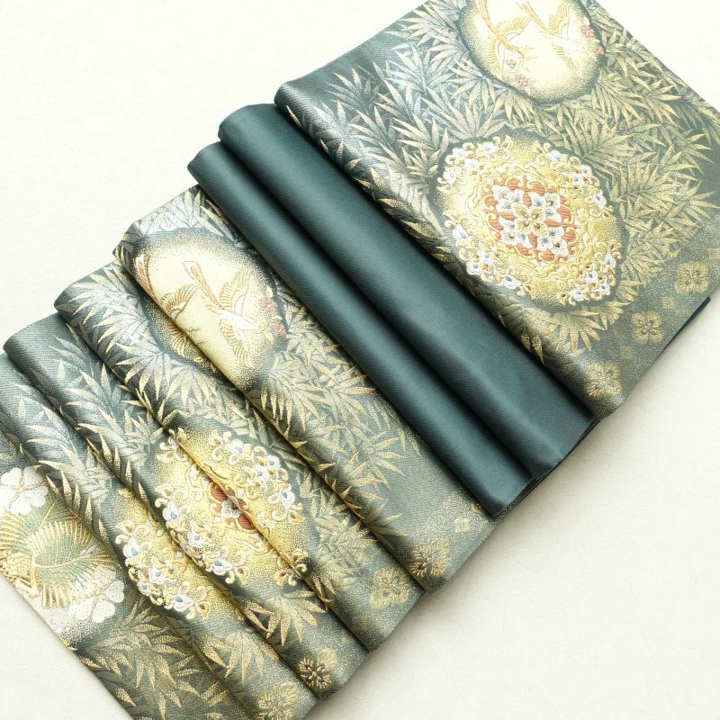 袋帯 六通柄 美品 西陣織 証紙あり フォーマル用 正絹 古典柄 緑・うぐいす色_画像25