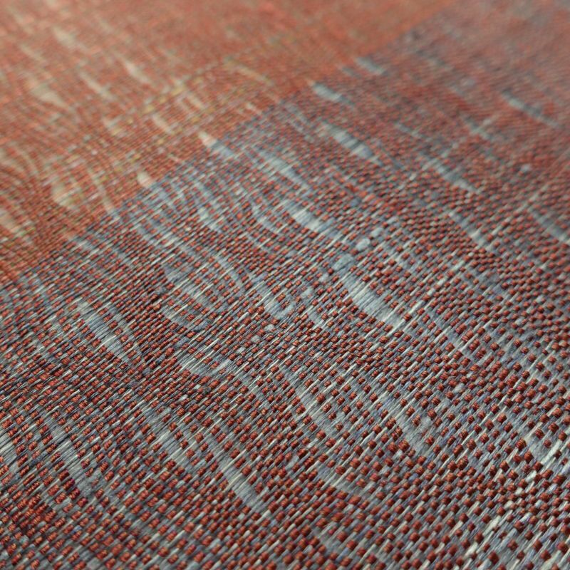 袋帯 太鼓柄 美品 漢方薬草染 手織 一般用 正絹 花柄 小豆・エンジ_画像15