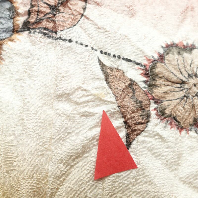 訪問着 辻が花 絞り 正絹 箔 花柄 袷仕立て 小豆・エンジ_画像31