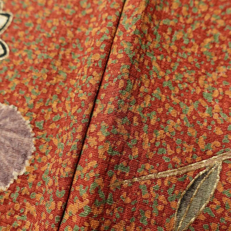 訪問着 良品 落款入り 志保里 正絹 金彩 木の葉・植物柄 袷仕立て 黄・黄土色_画像9