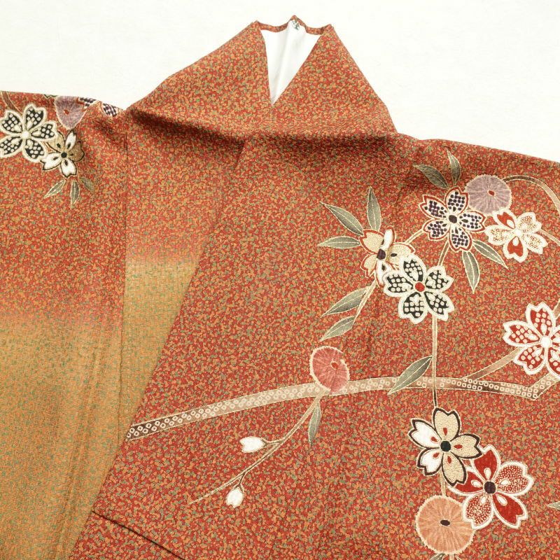 訪問着 良品 落款入り 志保里 正絹 金彩 木の葉・植物柄 袷仕立て 黄・黄土色_画像25