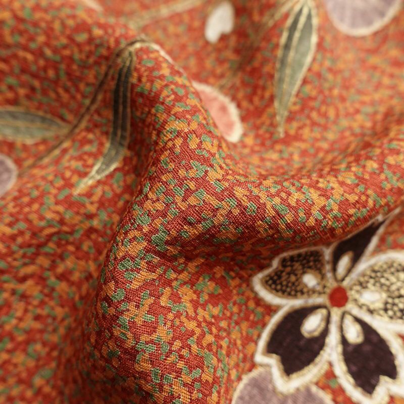 訪問着 良品 落款入り 志保里 正絹 金彩 木の葉・植物柄 袷仕立て 黄・黄土色_画像36