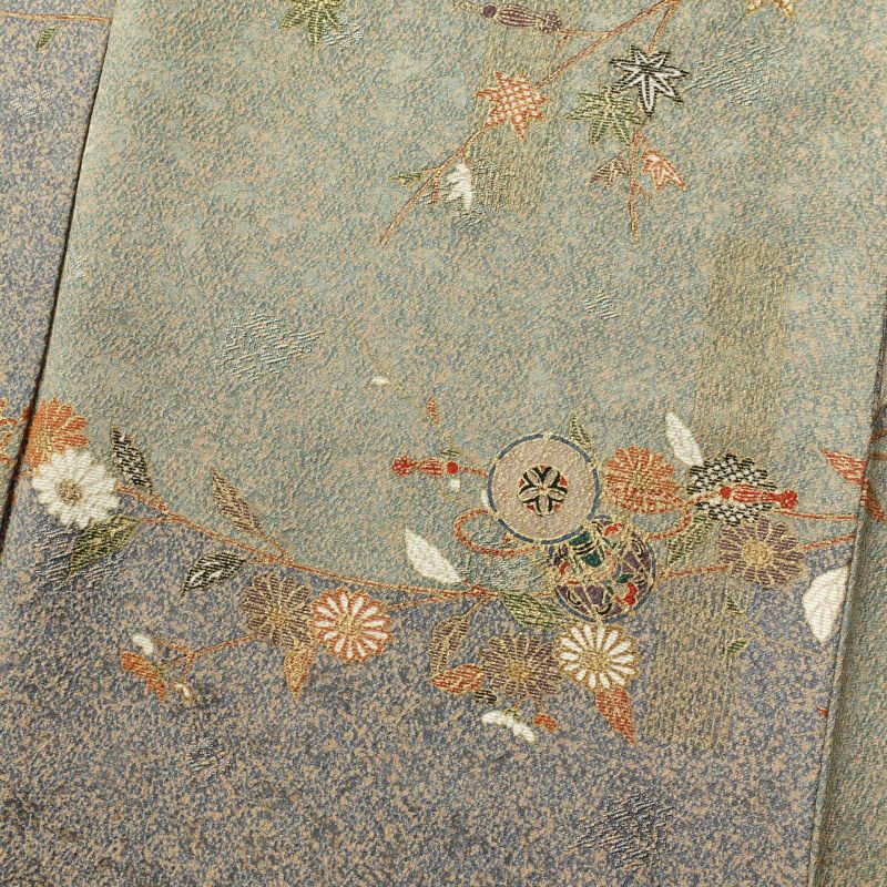 小紋 良品 丹後ちりめん 正絹 京の伝統小紋 日本の心 観世小袖 古典柄 袷仕立て 緑・うぐいす色_画像6