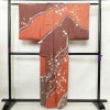 訪問着 良品 絞り 金彩 綸子 共八掛 正絹 古典柄 梅 袷仕立て 橙_画像2