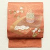 名古屋帯 太鼓柄 正絹 古典柄 菊 金糸 名古屋仕立て 橙_画像1