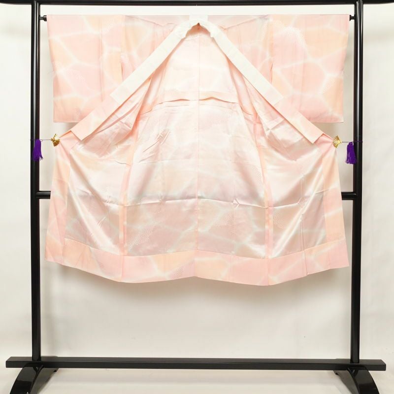 長襦袢 良品 正絹 幾何学柄・抽象柄 袖無双・胴抜き ピンク_画像3