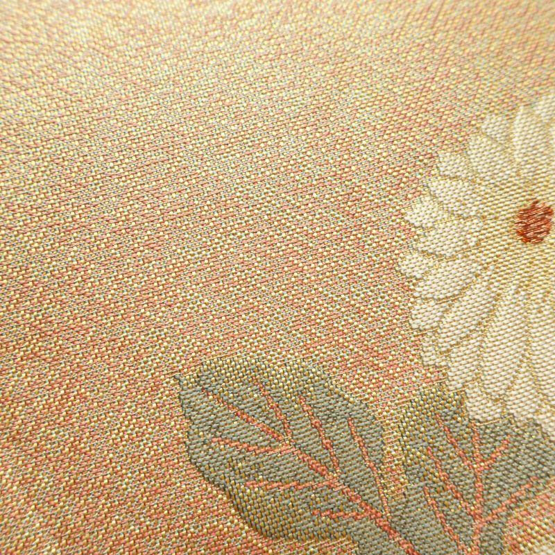 袋帯 ふくれ織 六通柄 良品 フォーマル用 正絹 花柄 橙_画像4