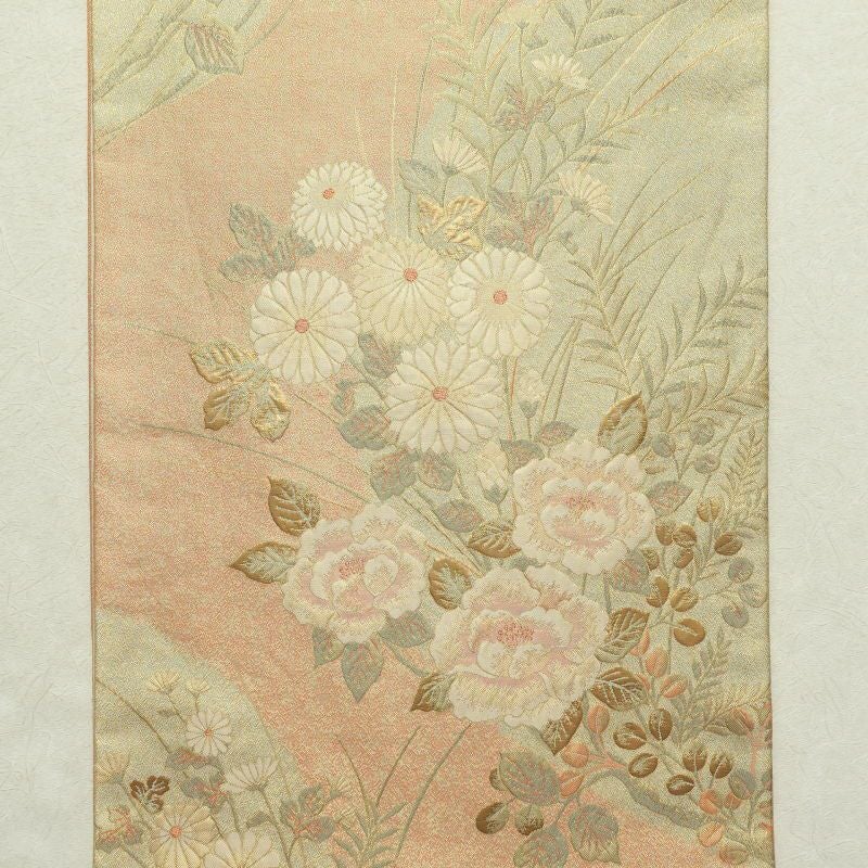 袋帯 ふくれ織 六通柄 良品 フォーマル用 正絹 花柄 橙_画像12
