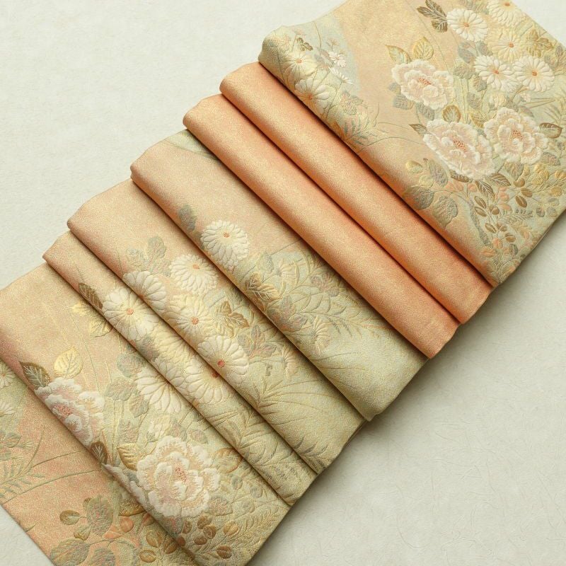 袋帯 ふくれ織 六通柄 良品 フォーマル用 正絹 花柄 橙_画像27