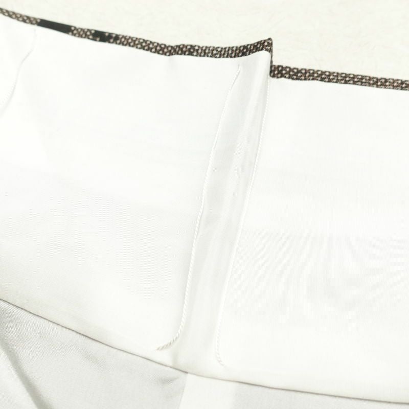 紬 しつけ糸付き 正絹 木の葉・植物柄 紬着物 袷仕立て 茶_画像28