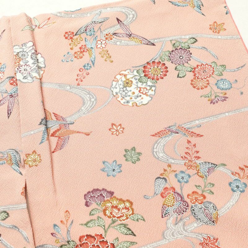 小紋 良品 縮緬 正絹 古典柄 小紋着物 袷仕立て ピンク_画像17