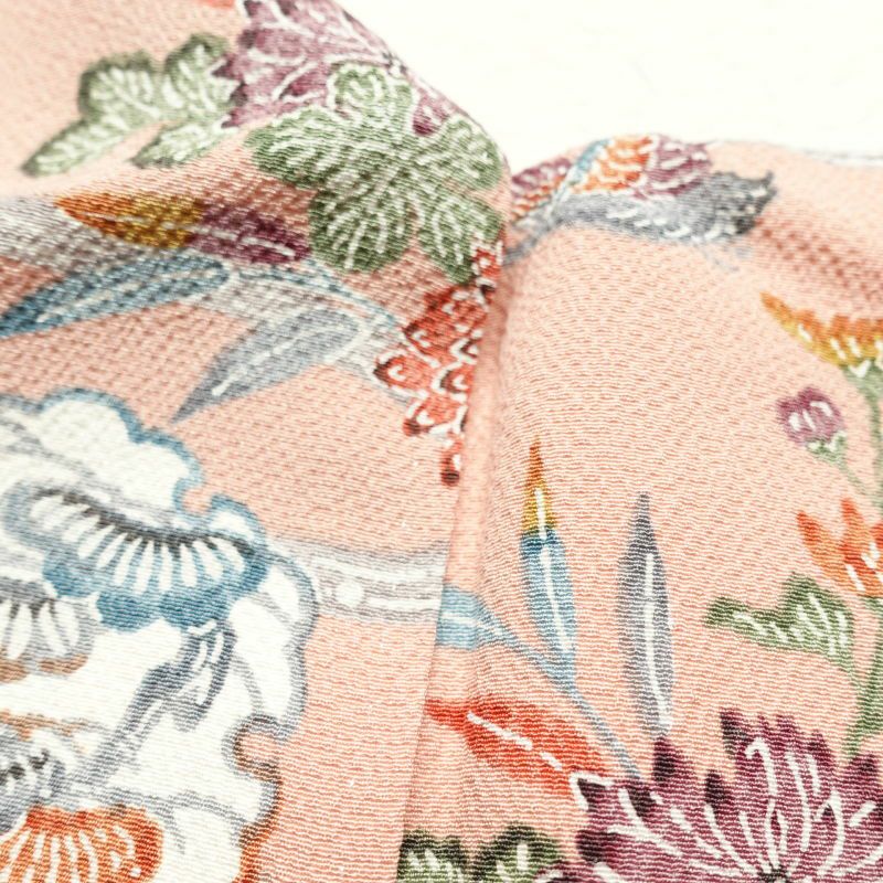 小紋 良品 縮緬 正絹 古典柄 小紋着物 袷仕立て ピンク_画像24