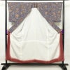 小紋 美品 しつけ糸付き 縮緬 正絹 幾何学柄・抽象柄 袷仕立て 紫・藤色_画像3