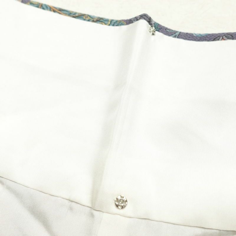 小紋 美品 しつけ糸付き 縮緬 正絹 幾何学柄・抽象柄 袷仕立て 紫・藤色_画像27