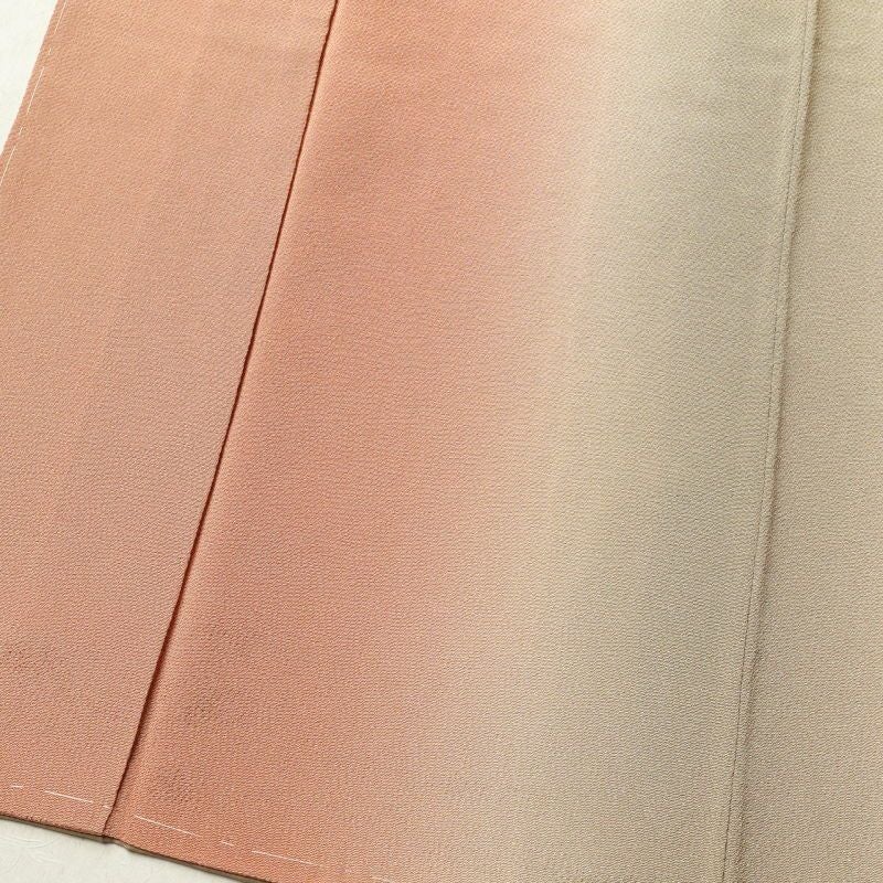 付け下げ 美品 しつけ糸付き 縮緬 正絹 その他の柄 袷仕立て 橙_画像4