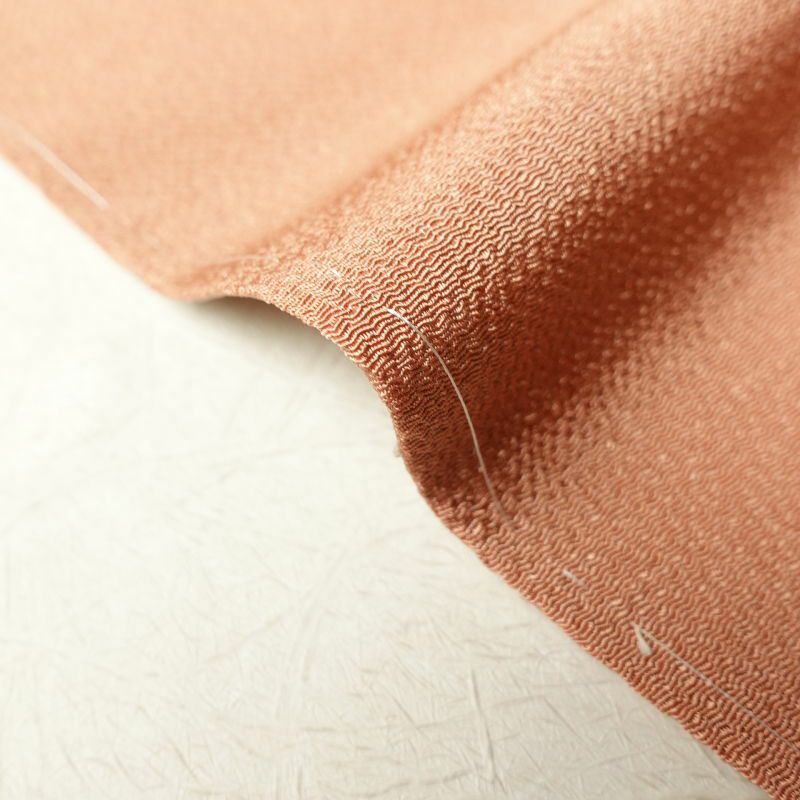 付け下げ 美品 しつけ糸付き 縮緬 正絹 その他の柄 袷仕立て 橙_画像12