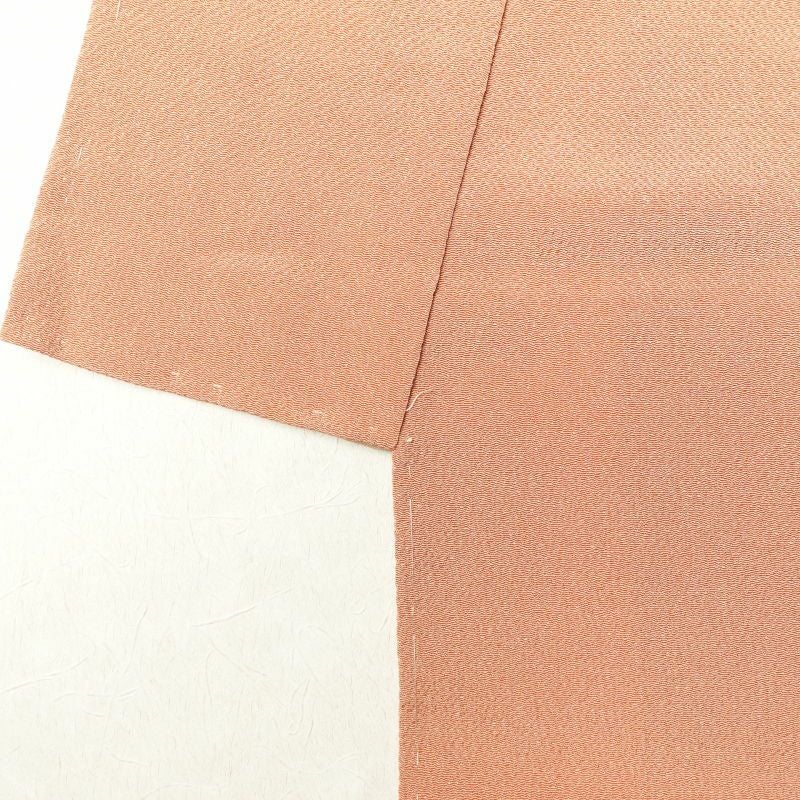付け下げ 美品 しつけ糸付き 縮緬 正絹 その他の柄 袷仕立て 橙_画像13