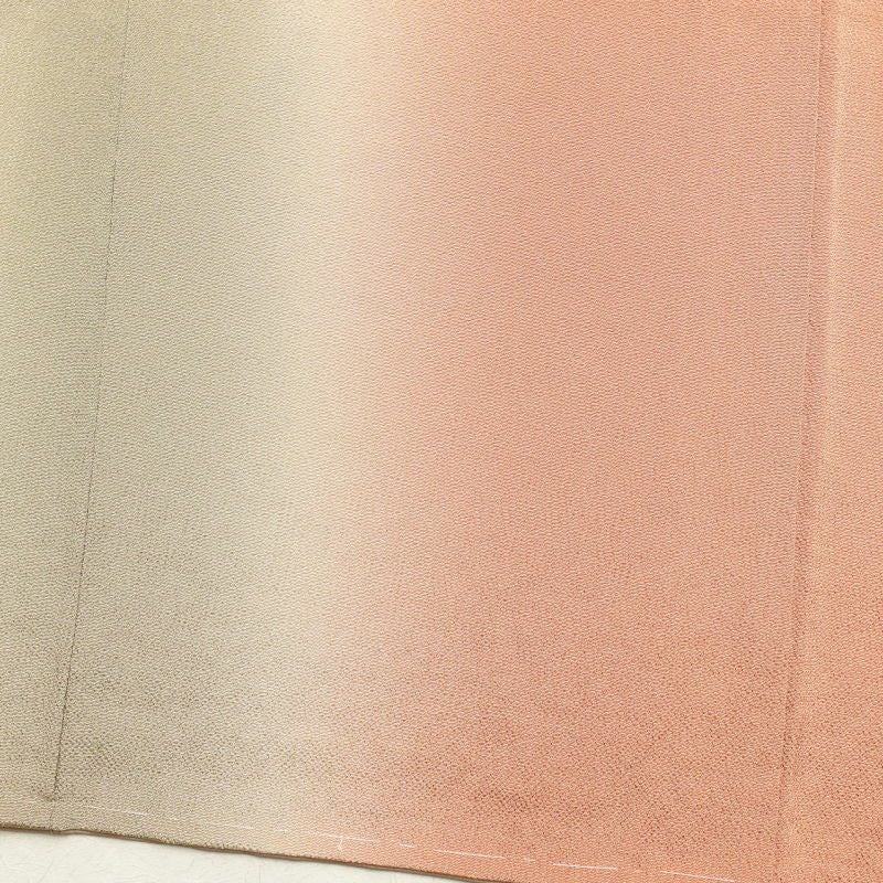 付け下げ 美品 しつけ糸付き 縮緬 正絹 その他の柄 袷仕立て 橙_画像14