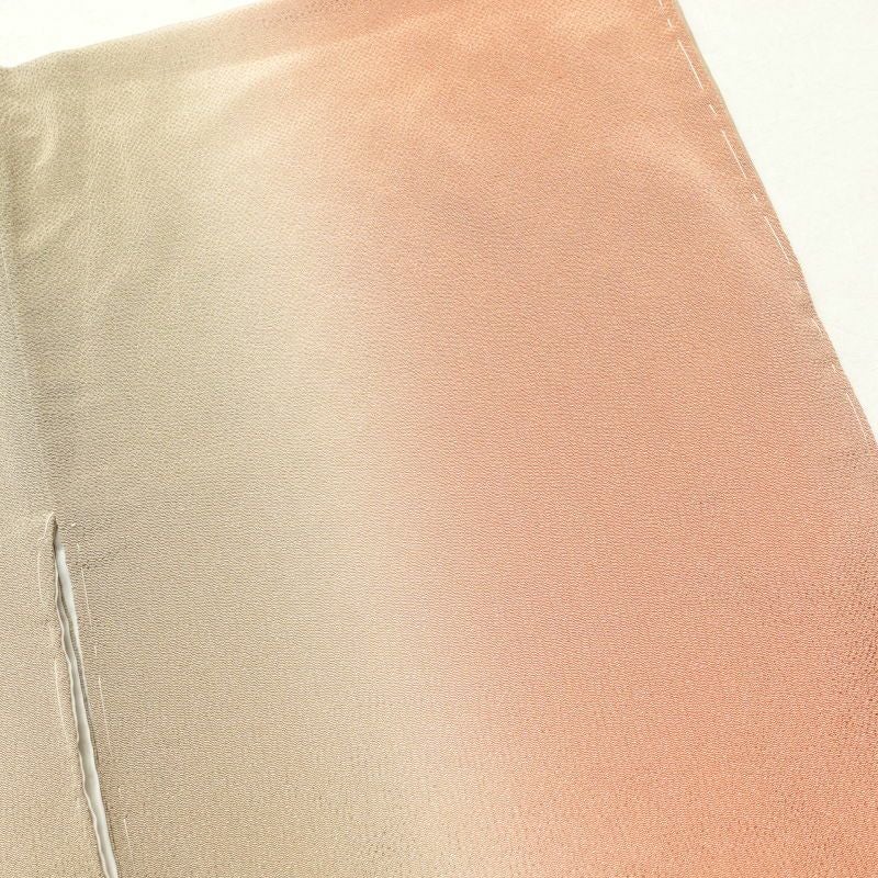 付け下げ 美品 しつけ糸付き 縮緬 正絹 その他の柄 袷仕立て 橙_画像17