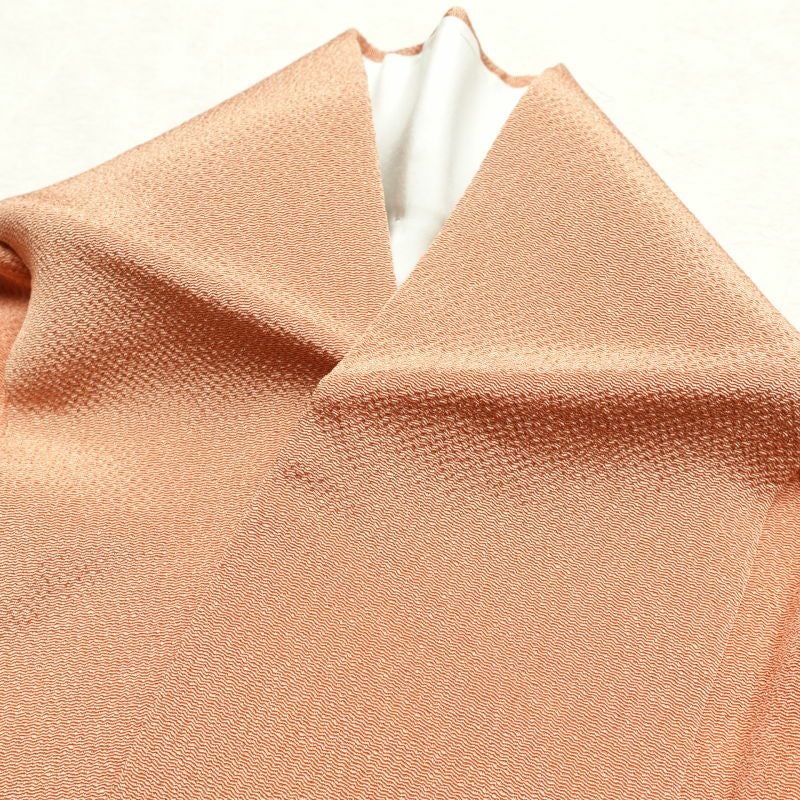 付け下げ 美品 しつけ糸付き 縮緬 正絹 その他の柄 袷仕立て 橙_画像25