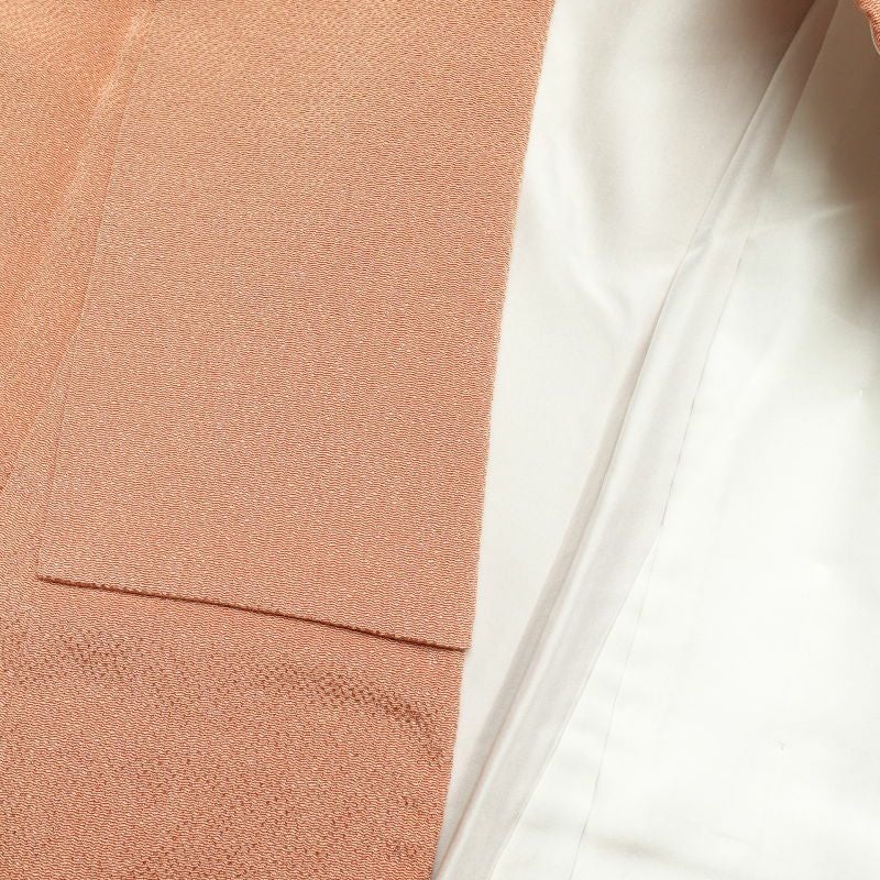 付け下げ 美品 しつけ糸付き 縮緬 正絹 その他の柄 袷仕立て 橙_画像26