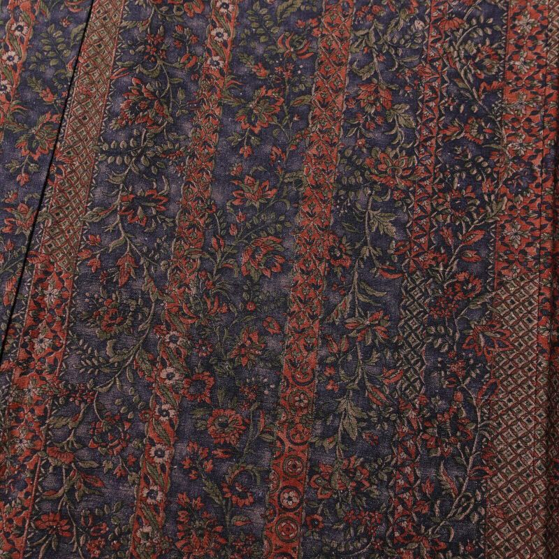 小紋 良品 正絹 紬地 小紋着物 花柄 袖無双・胴抜き 紫・藤色_画像6