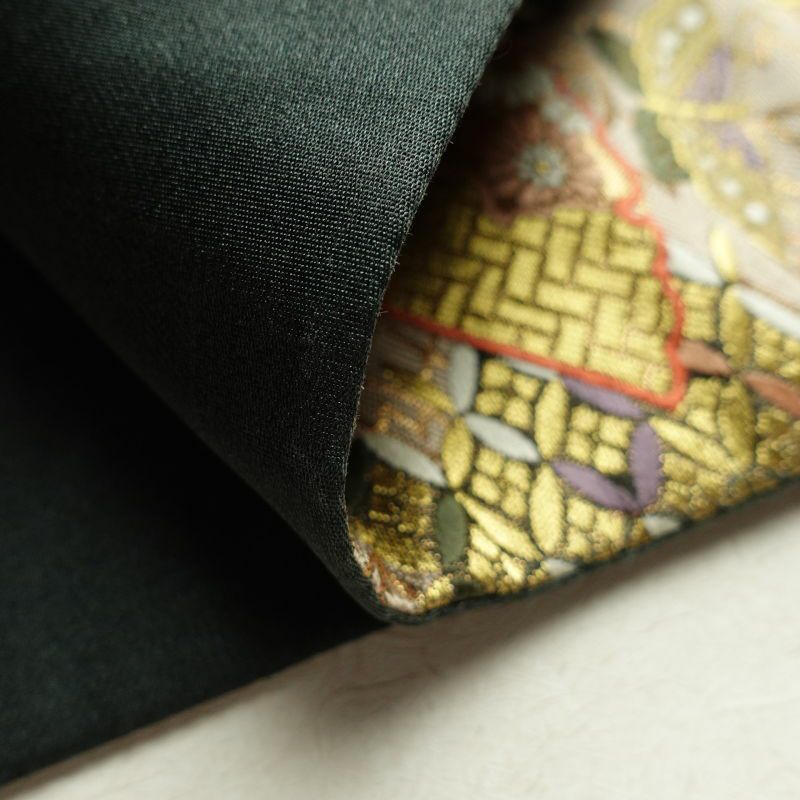 袋帯 六通柄 フォーマル用 正絹 古典柄 亀甲 緑・うぐいす色_画像15