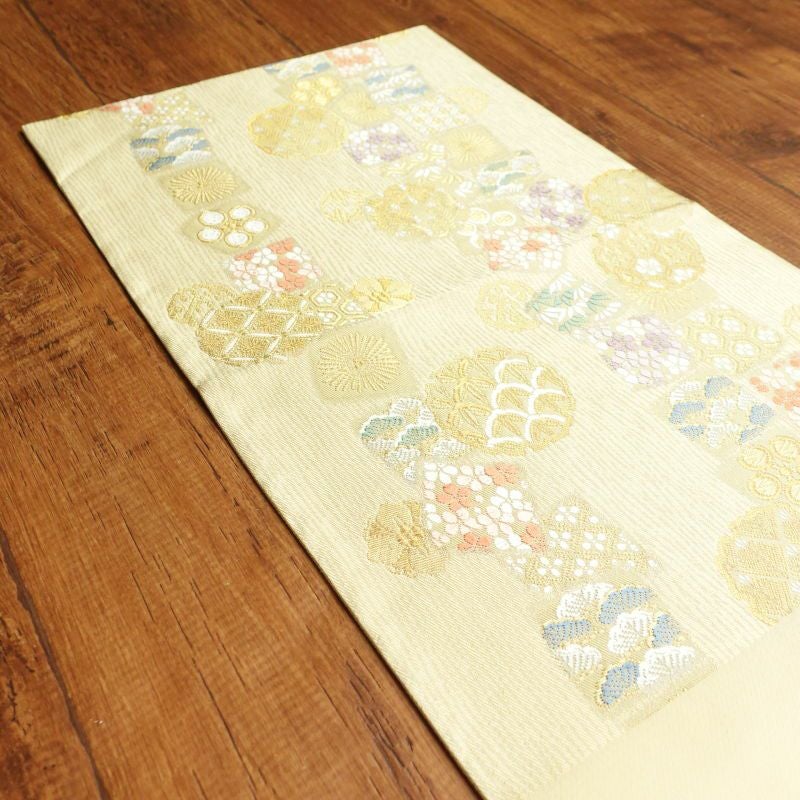 袋帯 六通柄 フォーマル用 正絹 古典柄 黄・黄土色_画像26