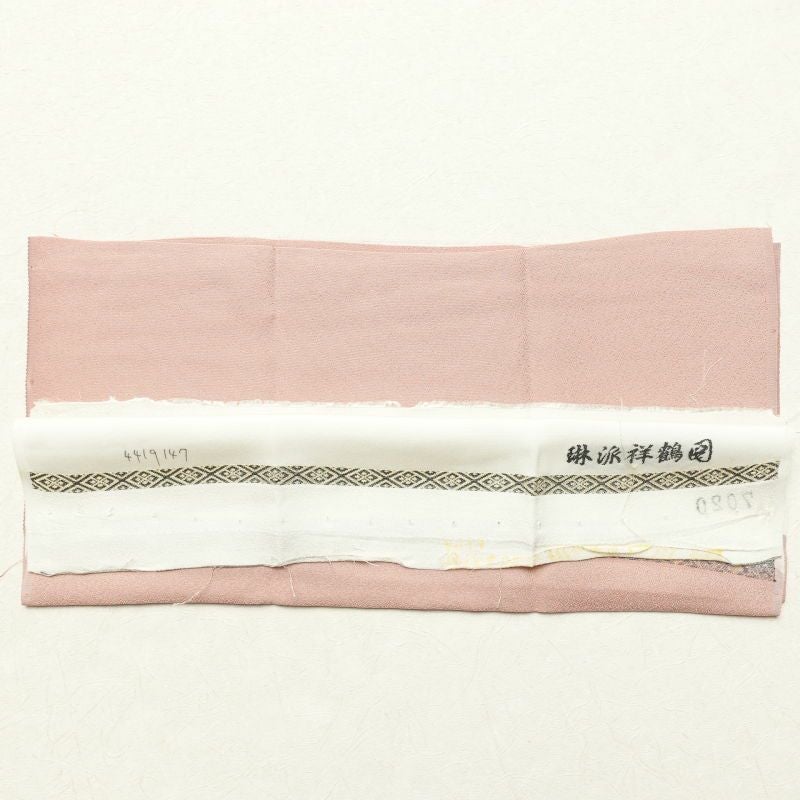 色留袖 美品 琳派祥鶴図 丹後ちりめん 金糸 刺繍 しつけ糸付き 正絹 古典柄 袷仕立て ピンク_画像35