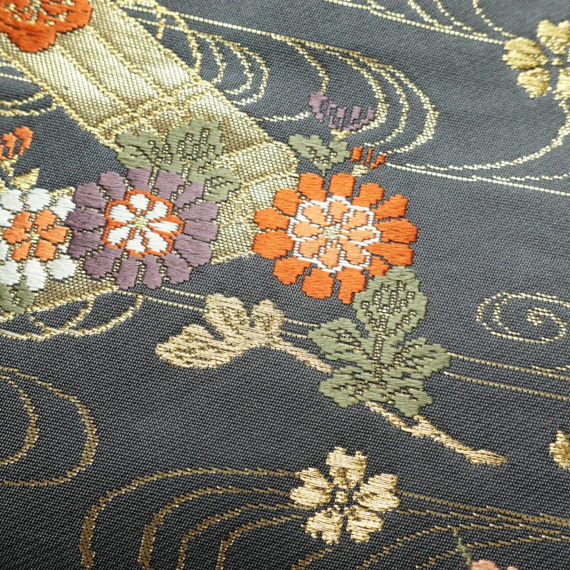 袋帯 六通柄 フォーマル用 箔 正絹 古典柄 青・紺_画像7