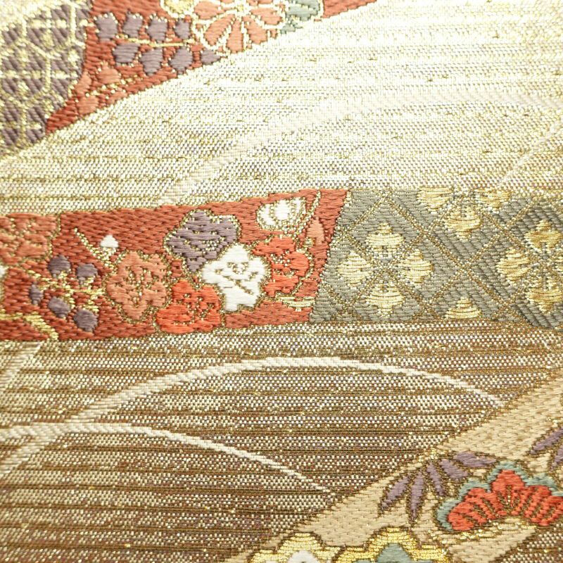 袋帯 六通柄 美品 フォーマル用 正絹 七宝 亀甲 青海波 古典柄 金・銀_画像3