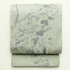 袋帯 落款入り 太鼓柄 良品 正絹 木の葉・植物柄 緑・うぐいす色_画像1