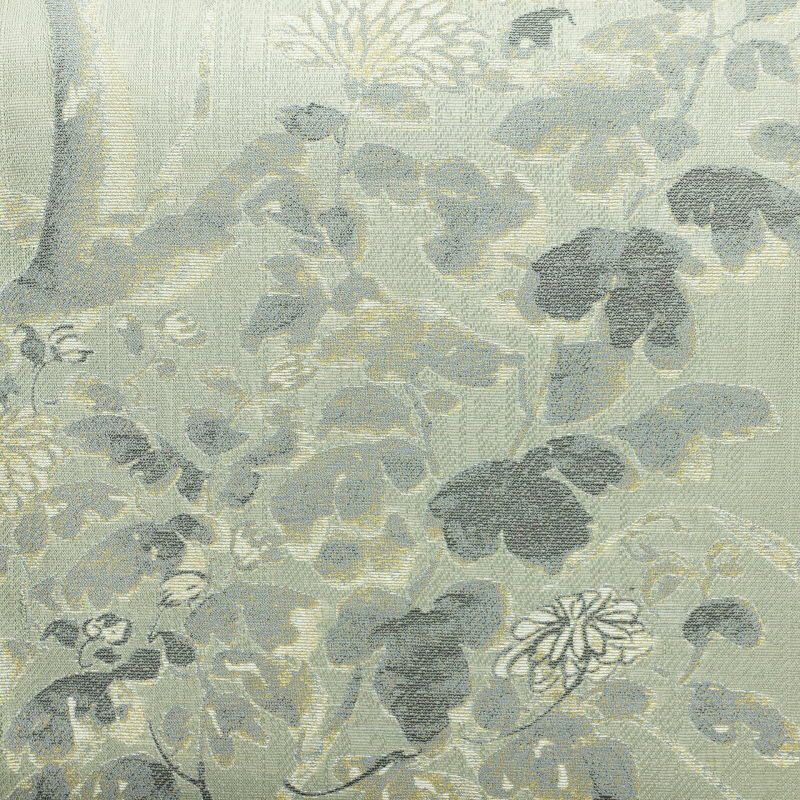 袋帯 落款入り 太鼓柄 良品 正絹 木の葉・植物柄 緑・うぐいす色_画像2