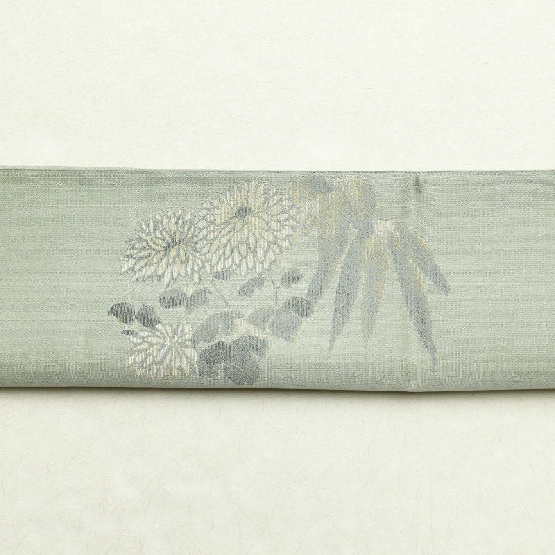 袋帯 落款入り 太鼓柄 良品 正絹 木の葉・植物柄 緑・うぐいす色_画像21