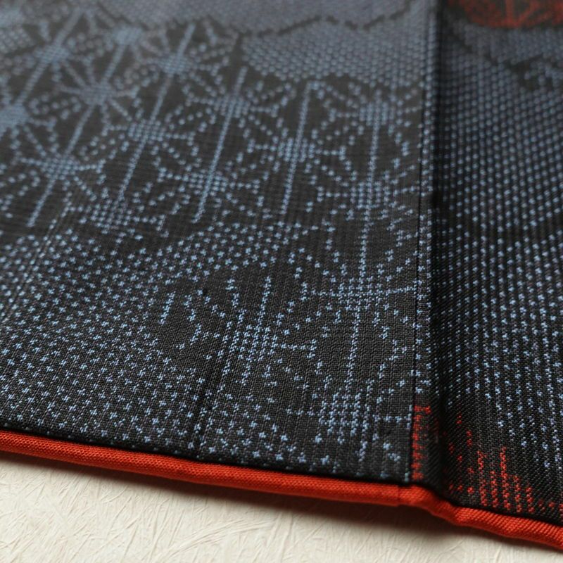 紬 正絹 紬着物 古典柄 ツムギ 袷仕立て つむぎ 青・紺_画像12