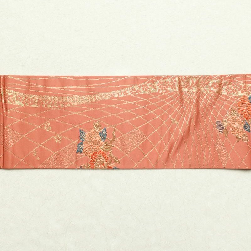 名古屋帯 六通柄 美品 正絹 古典柄 名古屋仕立て ピンク_画像16