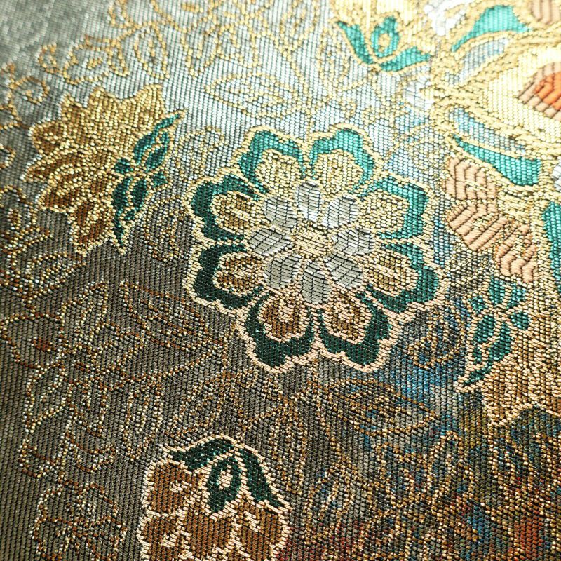 袋帯 珠金 飾献上代華文 六通柄 フォーマル用 正絹 花柄 多色使い_画像8