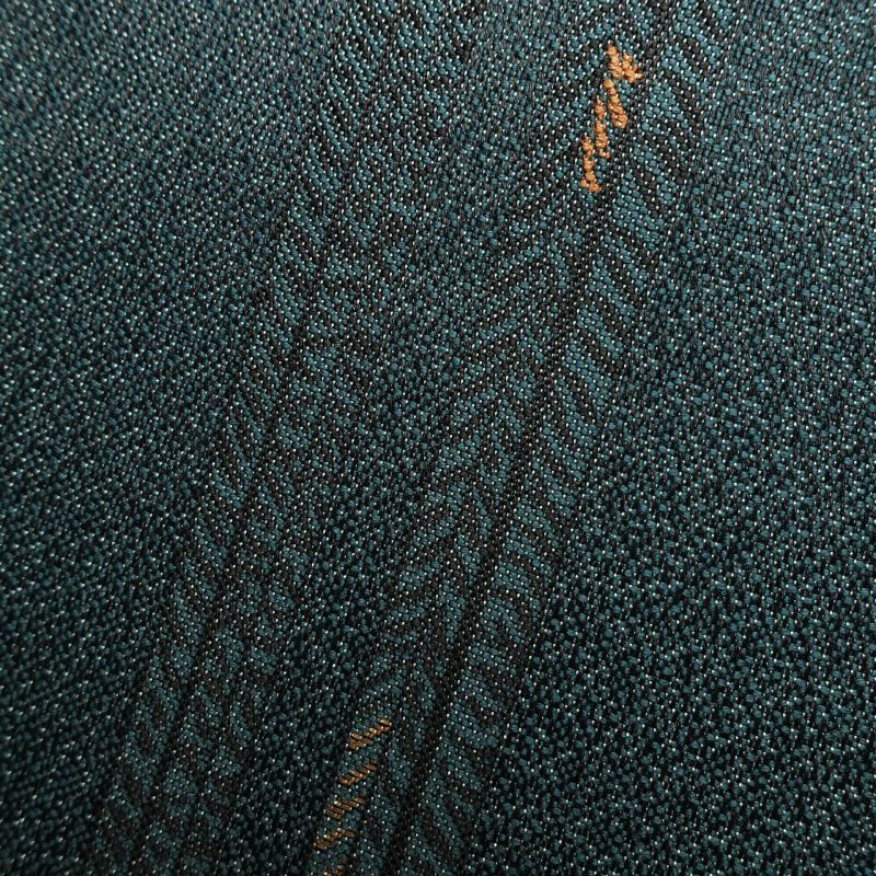 袋帯 六通柄 良品 一般用 正絹 縞柄・線柄 緑・うぐいす色_画像6