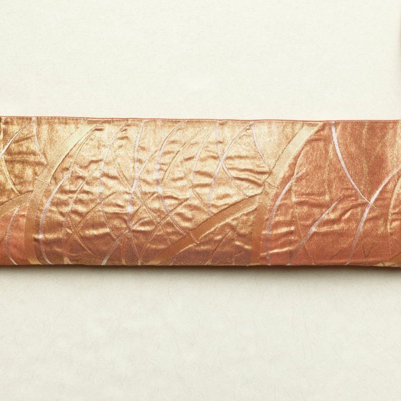 袋帯 六通柄 ふくれ織 フォーマル用 正絹 木の葉・植物柄 橙_画像19